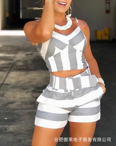 women's tracksuits summer printed suspender slim sleeveless shorts casual v-neck two pieces ladies pocket suit clothes fashion, Gray
women's tracksuits summer printed suspender slim sleeveless shorts casual v-neck two pieces ladies pocket suit clothes fashion, Gray