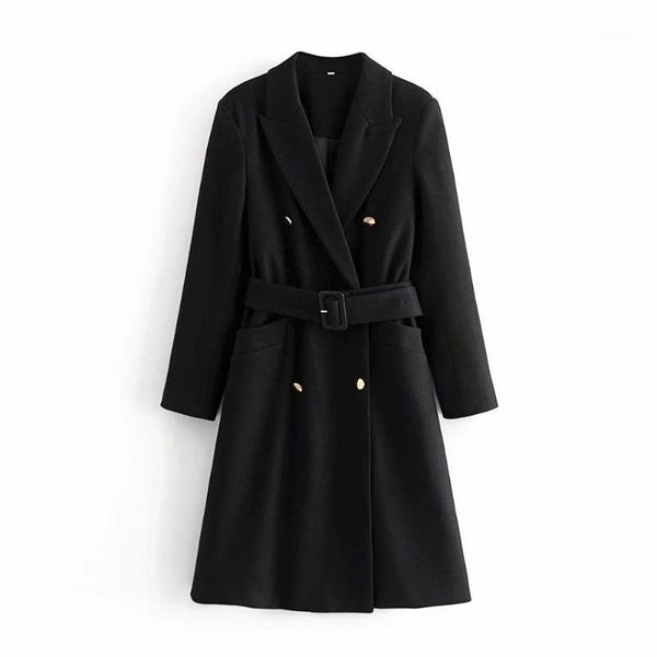 fall winter women coat double breasted belted casual high street long warm outerwear jackets for women's wool & blends, Black
fall winter women coat double breasted belted casual high street long warm outerwear jackets for women's wool & blends, Black