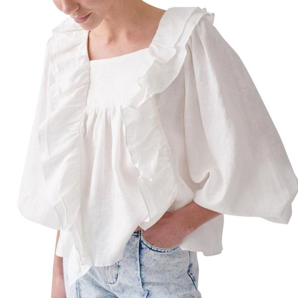 women's blouses & shirts autumn french splicing lotus temperament thin shirt square collar flare long sleeve yjkuq1, White
women's blouses & shirts autumn french splicing lotus temperament thin shirt square collar flare long sleeve yjkuq1, White