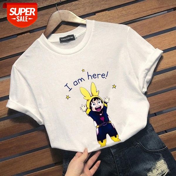 my hero academia female cute short-sleeved i am here t-shirt casual loose bottoming shirt women #d649, White
my hero academia female cute short-sleeved i am here t-shirt casual loose bottoming shirt women #d649, White