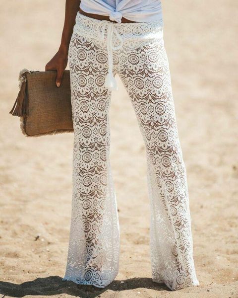 women sheer wide leg loose pants summer beach bikini cover up long trousers women's & capris, Black;white
women sheer wide leg loose pants summer beach bikini cover up long trousers women's & capris, Black;white