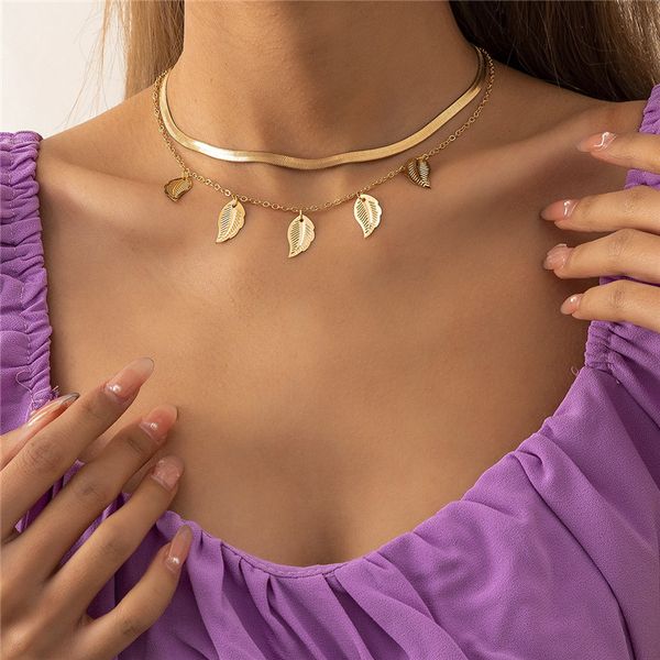 single beach tassel leaf snake chains european metal leaves vacation necklaces women multi layer dress party thin chain jewelry accessories, Silver
single beach tassel leaf snake chains european metal leaves vacation necklaces women multi layer dress party thin chain jewelry accessories, Silver