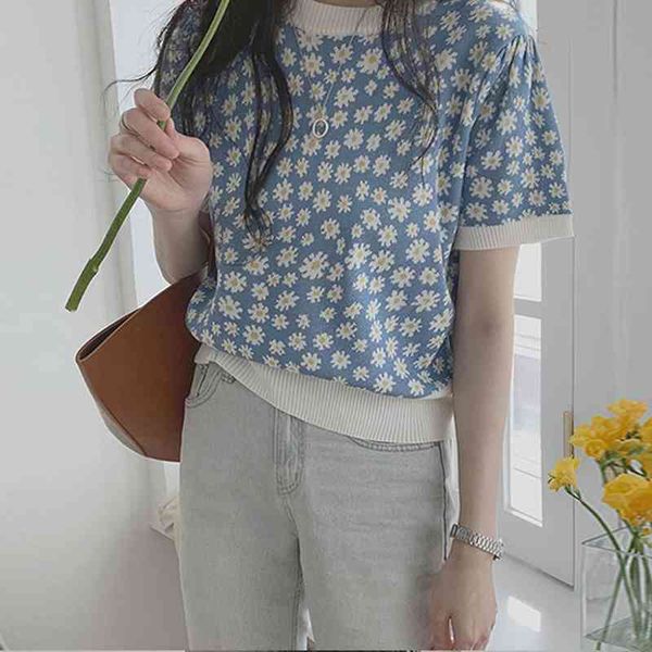 women's knits & tees flower pattern short-sleeve knitted slim short round-neck youthful and cute casual dating travel for 202, White
women's knits & tees flower pattern short-sleeve knitted slim short round-neck youthful and cute casual dating travel for 202, White