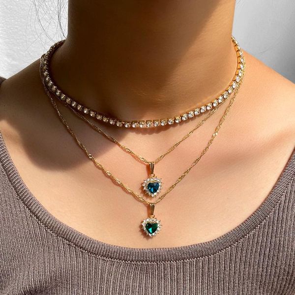 chains bohemia simple crystal heart multilayer pendant necklace for women trendy bling rhinestone clavicle chain party jewelry, Silver
chains bohemia simple crystal heart multilayer pendant necklace for women trendy bling rhinestone clavicle chain party jewelry, Silver
