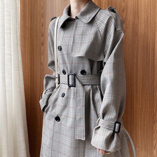 women's trench coats net red houndstooth plaid windbreaker jacket female spring and autumn korean style mid-length double-breasted coat, Tan;black
women's trench coats net red houndstooth plaid windbreaker jacket female spring and autumn korean style mid-length double-breasted coat, Tan;black