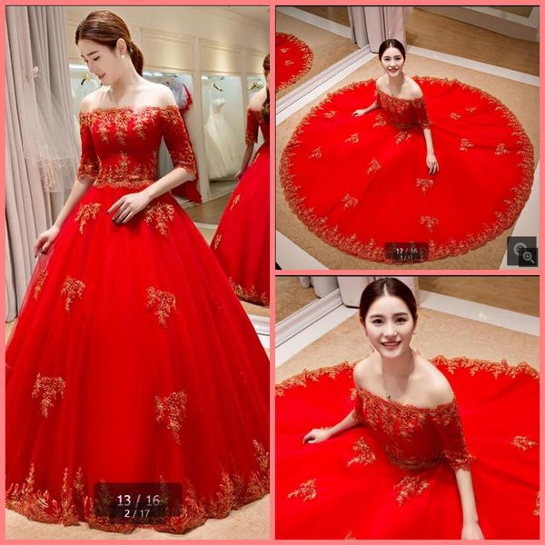 2021 real picture red lace appliques ball gown wedding dresses off the shoulder half sleeve vintage princess puffy bridal gowns corset long, White
2021 real picture red lace appliques ball gown wedding dresses off the shoulder half sleeve vintage princess puffy bridal gowns corset long, White