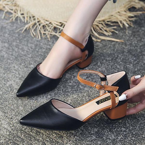 dress shoes summer ladies sandals korean medium high heels square retro european pumps quality daily, Black
dress shoes summer ladies sandals korean medium high heels square retro european pumps quality daily, Black