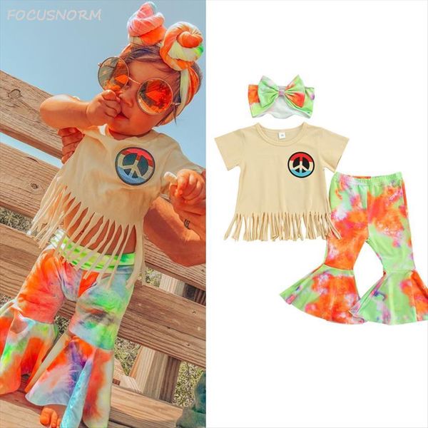 1 6y summer fashion kids girls clothes sets short sleeve tassel t shirts tie dye printed flare pants headband, White
1 6y summer fashion kids girls clothes sets short sleeve tassel t shirts tie dye printed flare pants headband, White