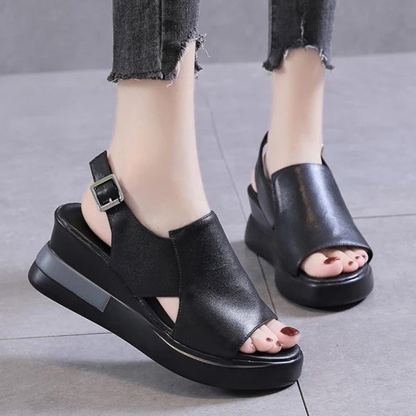sandals summer wedge shoes for women solid color open toe high heels casual ladies buckle strap fashion female sandalias mujer, Black
sandals summer wedge shoes for women solid color open toe high heels casual ladies buckle strap fashion female sandalias mujer, Black