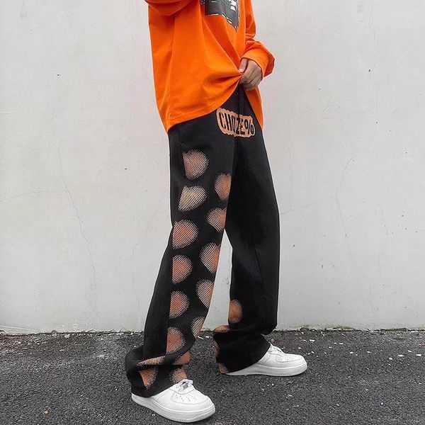 men's pants vintage jeans men streetwear harajuku heart-shaped graffiti denim fashion trousers elastic waist, Black
men's pants vintage jeans men streetwear harajuku heart-shaped graffiti denim fashion trousers elastic waist, Black