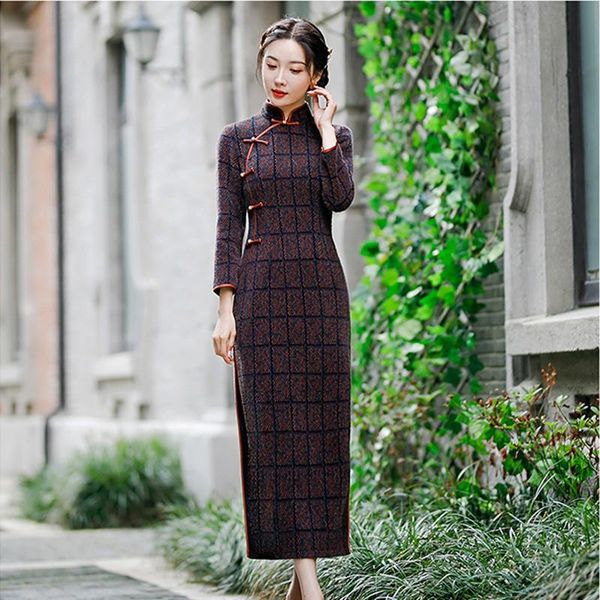 ethnic clothing women plaid velour chinese dress slim vintage button cheongsam autumn full sleeve qipao long vestidos plus size 3xl 4xl, Red
ethnic clothing women plaid velour chinese dress slim vintage button cheongsam autumn full sleeve qipao long vestidos plus size 3xl 4xl, Red
