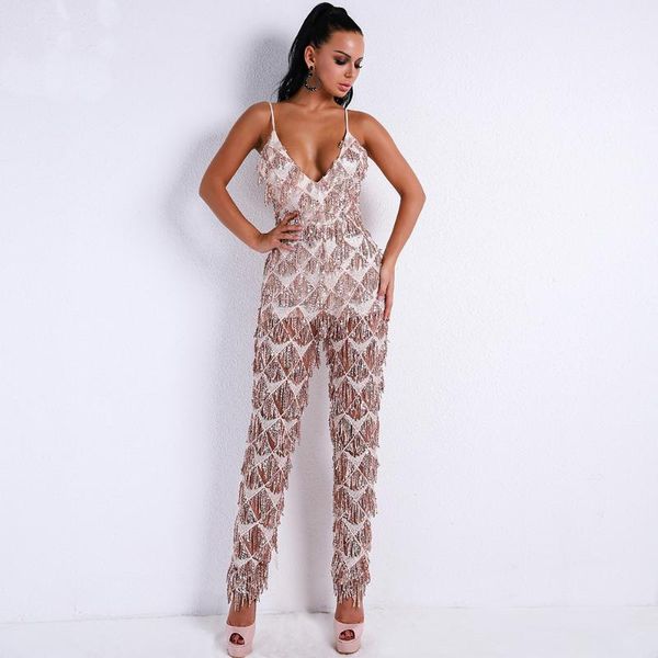 women's jumpsuits & rompers sequined taseel strap v-neck low bosom night club elegant celebrity vintage bodycon party women, Black;white
women's jumpsuits & rompers sequined taseel strap v-neck low bosom night club elegant celebrity vintage bodycon party women, Black;white