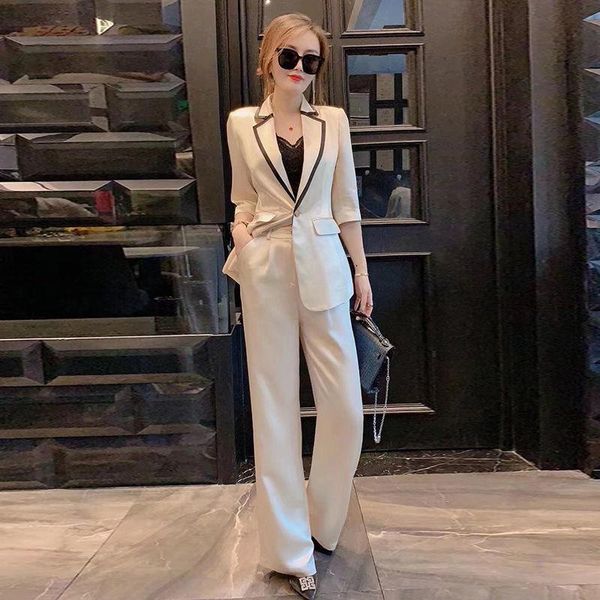 women's two piece pants women 2021 summer 2 set suit blazer and trousers elegant fashion vintage chic lady outfit suits b47, White
women's two piece pants women 2021 summer 2 set suit blazer and trousers elegant fashion vintage chic lady outfit suits b47, White