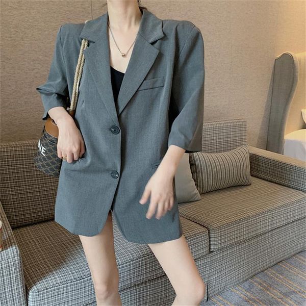 women's suits & blazers hzirip grey solid women half sleeves elegant coats 2021 all match loose femme casual vintage office lady, White;black
women's suits & blazers hzirip grey solid women half sleeves elegant coats 2021 all match loose femme casual vintage office lady, White;black