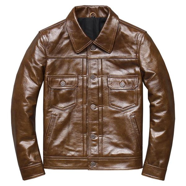 men's leather & faux oil wax cowhide jackets genuine multi pockets business slim fit coat for male, Black
men's leather & faux oil wax cowhide jackets genuine multi pockets business slim fit coat for male, Black