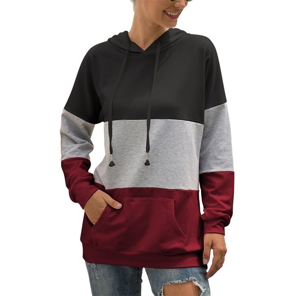 color contrast patchwork hoodies drawstring coat autumn winter fashion loose casual long sleeves sweatshirt 210522, Black
color contrast patchwork hoodies drawstring coat autumn winter fashion loose casual long sleeves sweatshirt 210522, Black