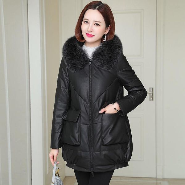 women's down & parkas 2021 women winter pu leather cotton-padded jacket female long imitation fur collar coat ladies warm hooded overco, Black
women's down & parkas 2021 women winter pu leather cotton-padded jacket female long imitation fur collar coat ladies warm hooded overco, Black