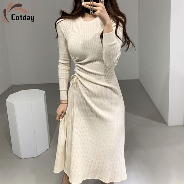 casual dresses cotday o neck beige drawstring knitting high waist elasticity 2021 autumn winter office style women long dress, Black;gray
casual dresses cotday o neck beige drawstring knitting high waist elasticity 2021 autumn winter office style women long dress, Black;gray