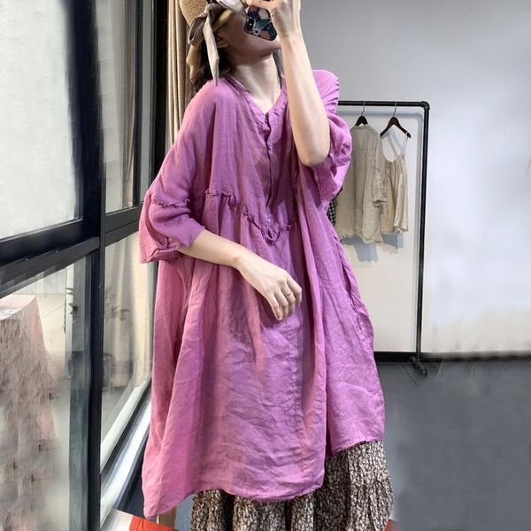 women's blouses & shirts johnature women ramie bat sleeve and solid color 2021 summer o-neck clothes vintage, White
women's blouses & shirts johnature women ramie bat sleeve and solid color 2021 summer o-neck clothes vintage, White