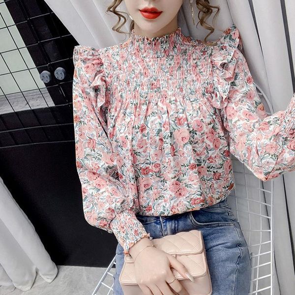 women's blouses & shirts spring and summer floral chiffon shirt blouse women stand-up collar design sense niche puff sleeve western sty, White
women's blouses & shirts spring and summer floral chiffon shirt blouse women stand-up collar design sense niche puff sleeve western sty, White