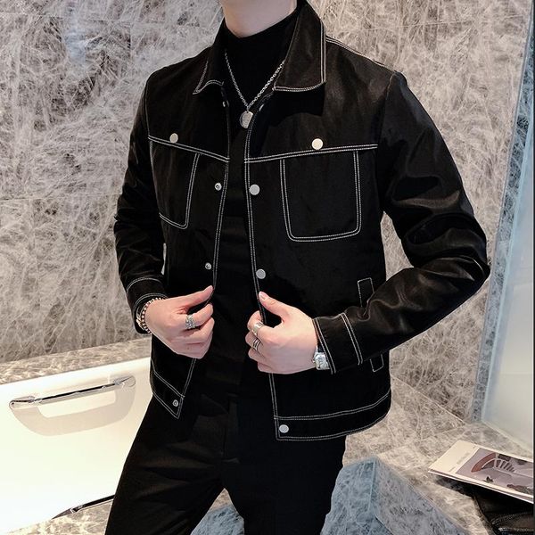 men's fur & faux open thread button leather loose and versatile jacket casual handsome motorcycle clothes youth personality trend, Black
men's fur & faux open thread button leather loose and versatile jacket casual handsome motorcycle clothes youth personality trend, Black