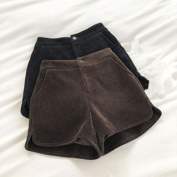 women's shorts autumn winter women high waist solid color casual female slim vintage corduroy s790, White;black
women's shorts autumn winter women high waist solid color casual female slim vintage corduroy s790, White;black
