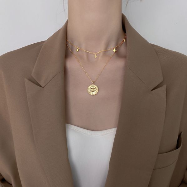 chain women pendants titanium steel double layer angel's eye necklace women's gold chaoyuan brand clavicle cool style hip hop neck, Silver
chain women pendants titanium steel double layer angel's eye necklace women's gold chaoyuan brand clavicle cool style hip hop neck, Silver