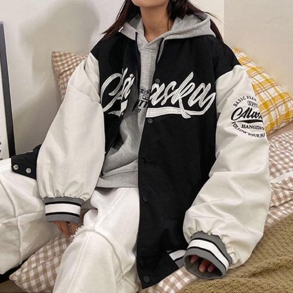 women's jackets woman baseball oversized sweatshirt loose letter printted coat couple retro outerwear jacket spring autumn thin top, Black;brown
women's jackets woman baseball oversized sweatshirt loose letter printted coat couple retro outerwear jacket spring autumn thin top, Black;brown