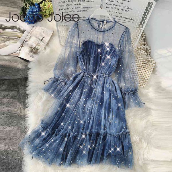 women elegant star sequins mesh dress flare sleeve o neck puff korean style patchwork shiny a-line 210428, Black;gray
women elegant star sequins mesh dress flare sleeve o neck puff korean style patchwork shiny a-line 210428, Black;gray