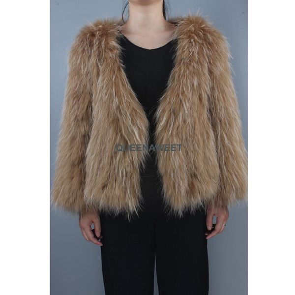 women's fur & faux arrival 100% real raccoon coat full sleeve knit jacket with pocket women v collar overcoat, Black
women's fur & faux arrival 100% real raccoon coat full sleeve knit jacket with pocket women v collar overcoat, Black