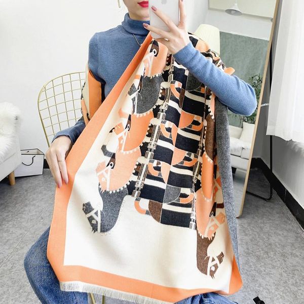 scarves winter double side horse print cashmere scarf luxury women's long scarfs tassel neckerchief orange wedding shawls blanket female, Blue;gray
scarves winter double side horse print cashmere scarf luxury women's long scarfs tassel neckerchief orange wedding shawls blanket female, Blue;gray