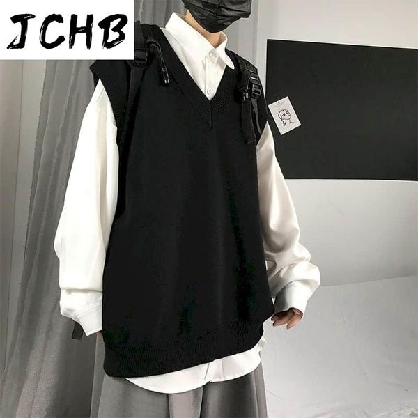 men sweater vest autumn solid color knitted male korean style trend loose v-neck sleeveless waistcoat college men's vests, Black;white
men sweater vest autumn solid color knitted male korean style trend loose v-neck sleeveless waistcoat college men's vests, Black;white