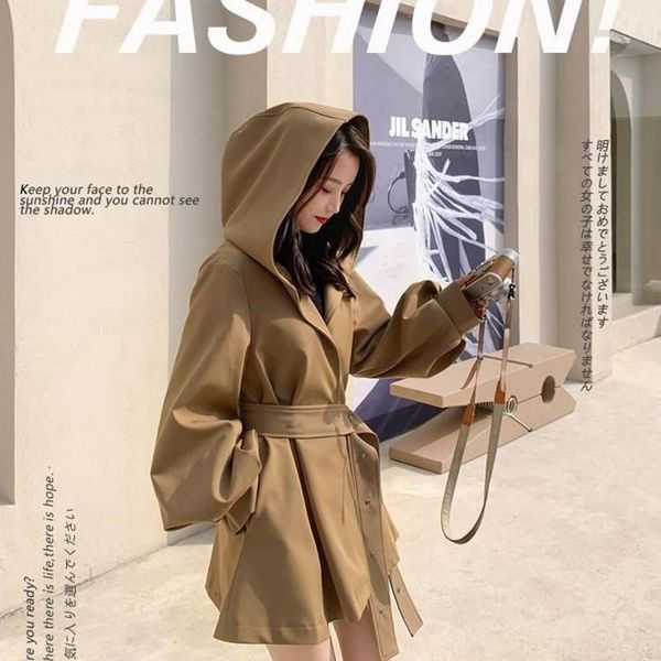 women's trench coats small short windbreaker spring and autumn korean loose hooded large coat pocket button ribbon office lady, Tan;black
women's trench coats small short windbreaker spring and autumn korean loose hooded large coat pocket button ribbon office lady, Tan;black