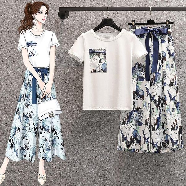 women's two piece pants 2021 plus size sets trousers summer printed chiffon high waist wide leg casual white t-shirt two-piece suit
women's two piece pants 2021 plus size sets trousers summer printed chiffon high waist wide leg casual white t-shirt two-piece suit