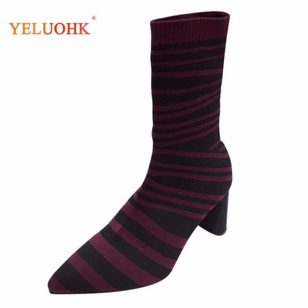 boots women sock striped knitted female shoes pointed toe mid calf high heel 35-39 red yellow, Black
boots women sock striped knitted female shoes pointed toe mid calf high heel 35-39 red yellow, Black