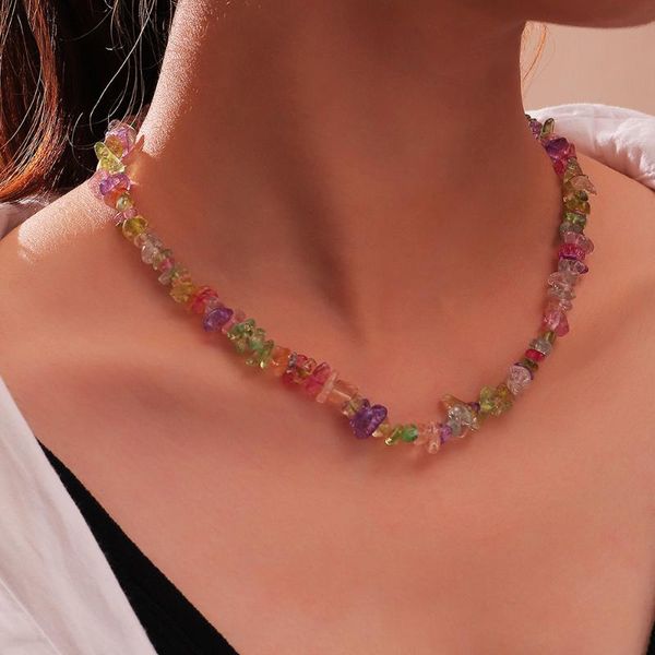 chains fashion simple trend bohemian style irregular multicolored transparent beads clavicle chain necklace, Silver
chains fashion simple trend bohemian style irregular multicolored transparent beads clavicle chain necklace, Silver