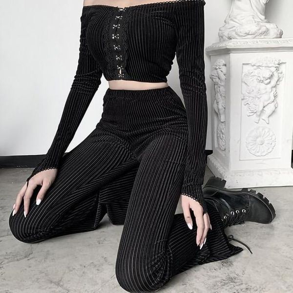 streetwear women flare pants goth dark vintage female trousers spring 2021 high waist fashion casual wide leg women's & capris, Black;white
streetwear women flare pants goth dark vintage female trousers spring 2021 high waist fashion casual wide leg women's & capris, Black;white