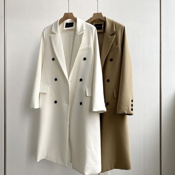 women's trench coats autumn double-breasted woman long coat turn down collar straight casual women jacket fashion loose outwear 2021, Tan;black
women's trench coats autumn double-breasted woman long coat turn down collar straight casual women jacket fashion loose outwear 2021, Tan;black
