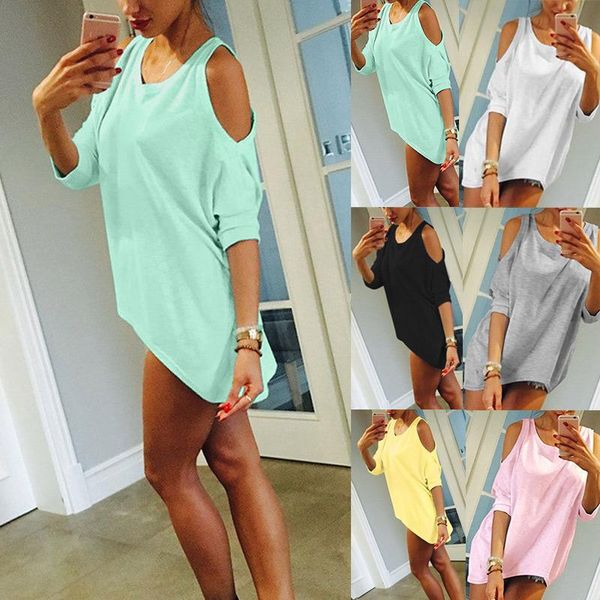 women's t-shirt spring summer women half sleeves off shoulder lady girl loose casual tee long shirt blusas feminino chemise femme, White
women's t-shirt spring summer women half sleeves off shoulder lady girl loose casual tee long shirt blusas feminino chemise femme, White