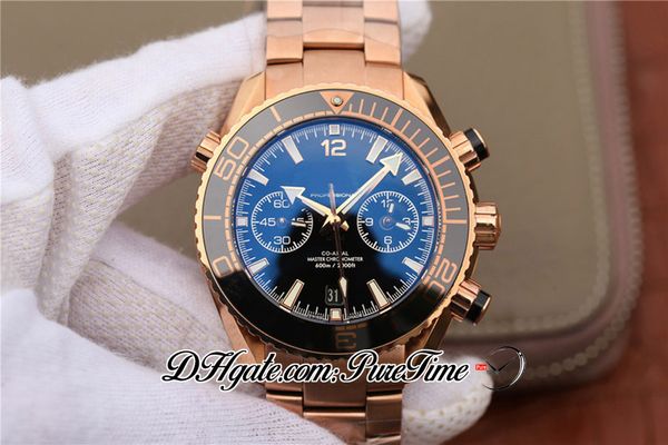 

omf cal a9901 automatic chronograph mens watch rose gold black polished bezel stainless steel bracelet 232 63 46 51 01 001 super e300d, Slivery;brown