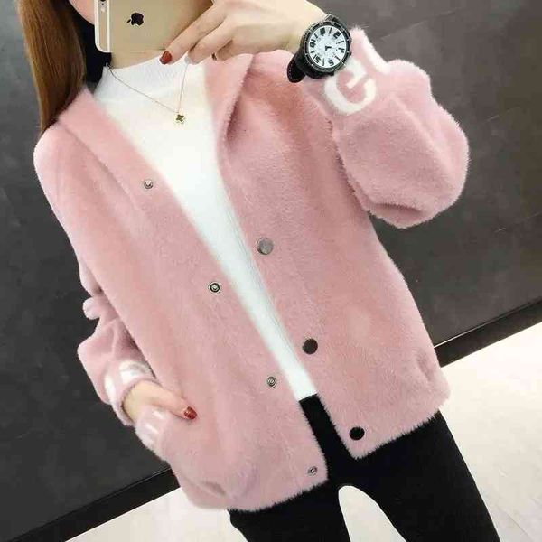 women's jackets imitation mink fleece hooded jacket women spring autumn korean single breasted sweater cardigan female casual short kni, Black;brown
women's jackets imitation mink fleece hooded jacket women spring autumn korean single breasted sweater cardigan female casual short kni, Black;brown
