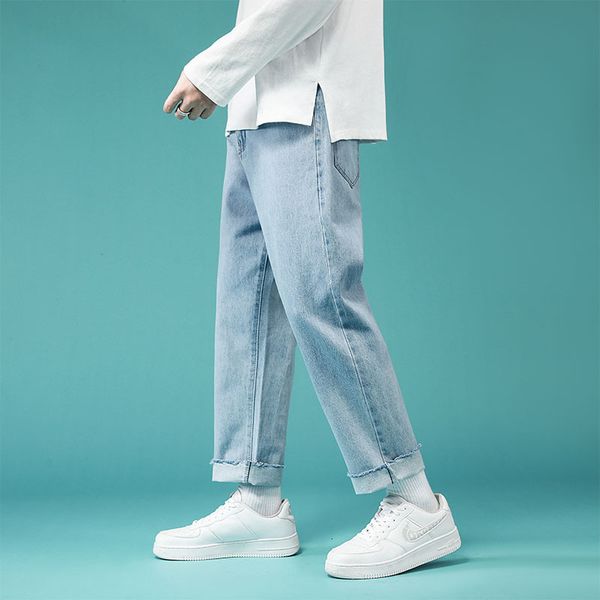 men's jeans baggy straight pants korean fashion summer thin wide leg capris holed casual, Blue
men's jeans baggy straight pants korean fashion summer thin wide leg capris holed casual, Blue