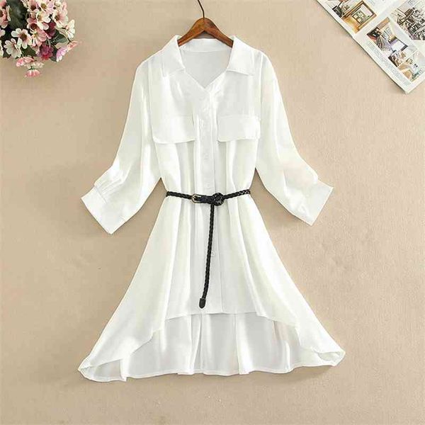 women white chiffon irregular blouses girls spring summer puff half sleeve v collar sashes long loose blouse shirt ol 210530
women white chiffon irregular blouses girls spring summer puff half sleeve v collar sashes long loose blouse shirt ol 210530