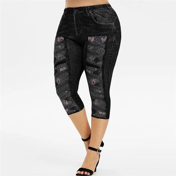 women's leggings print short legging women jeggings perfect fit jeans high waist elastic capri pants summer false denim shorts, Black
women's leggings print short legging women jeggings perfect fit jeans high waist elastic capri pants summer false denim shorts, Black