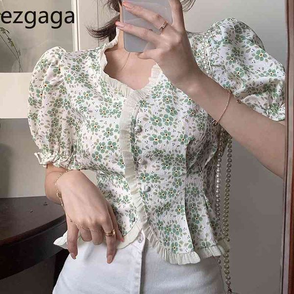 ezgaga floral printed blouse women puff sleeve summer new korean fashion patchwork crop v neck vintage shirts slim chic 210430, White
ezgaga floral printed blouse women puff sleeve summer new korean fashion patchwork crop v neck vintage shirts slim chic 210430, White
