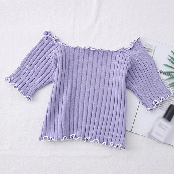 women's t-shirt summer arrival slash neck color tshirt korean style ontrast short sleeve knitted ruffles tee, White
women's t-shirt summer arrival slash neck color tshirt korean style ontrast short sleeve knitted ruffles tee, White
