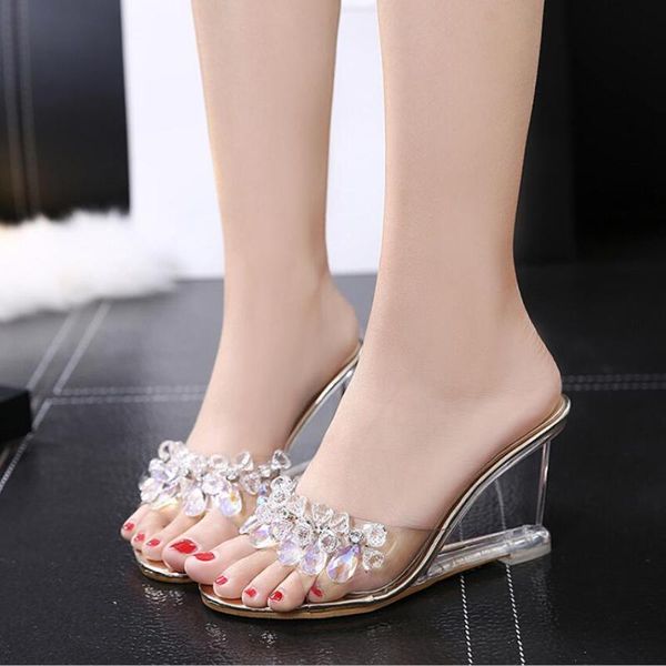 dress shoes luxury rhinestone decoration wedges summer slides woman crystal beading transparent sandals perspex high heels sandalias, Black
dress shoes luxury rhinestone decoration wedges summer slides woman crystal beading transparent sandals perspex high heels sandalias, Black