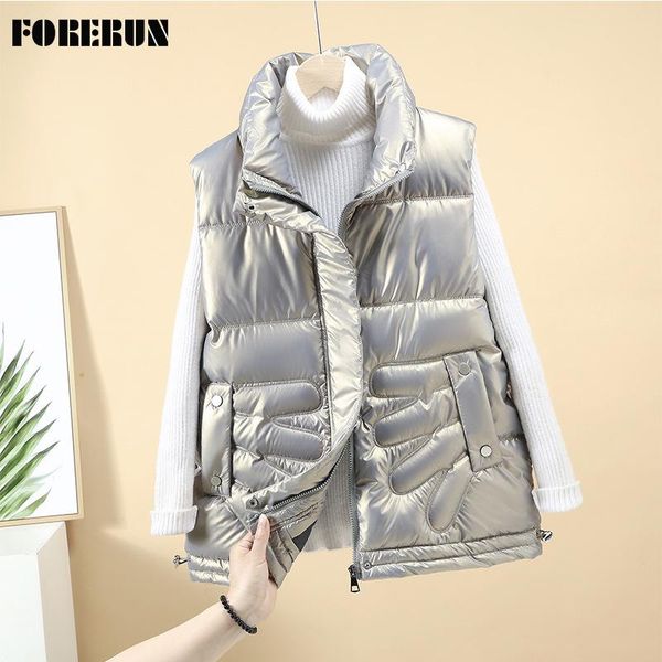 women's vests forerun waistcoat women solid shiny stand collar quilted pockets windpoof puffer cotton padded doudoune sans manche femme, Black;white
women's vests forerun waistcoat women solid shiny stand collar quilted pockets windpoof puffer cotton padded doudoune sans manche femme, Black;white