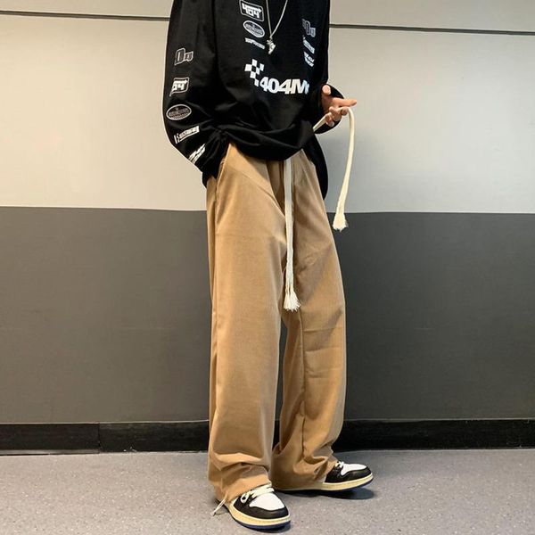 men's pants spring drawstring corduroy fashion retro casual streetwear loose hip-hop straight trousers, Black
men's pants spring drawstring corduroy fashion retro casual streetwear loose hip-hop straight trousers, Black