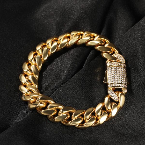 link, chain fashion hip hop jewelry 12mm stainless steel bracelets with cz spring clasp cuban for women men iced out gifts, Black
link, chain fashion hip hop jewelry 12mm stainless steel bracelets with cz spring clasp cuban for women men iced out gifts, Black